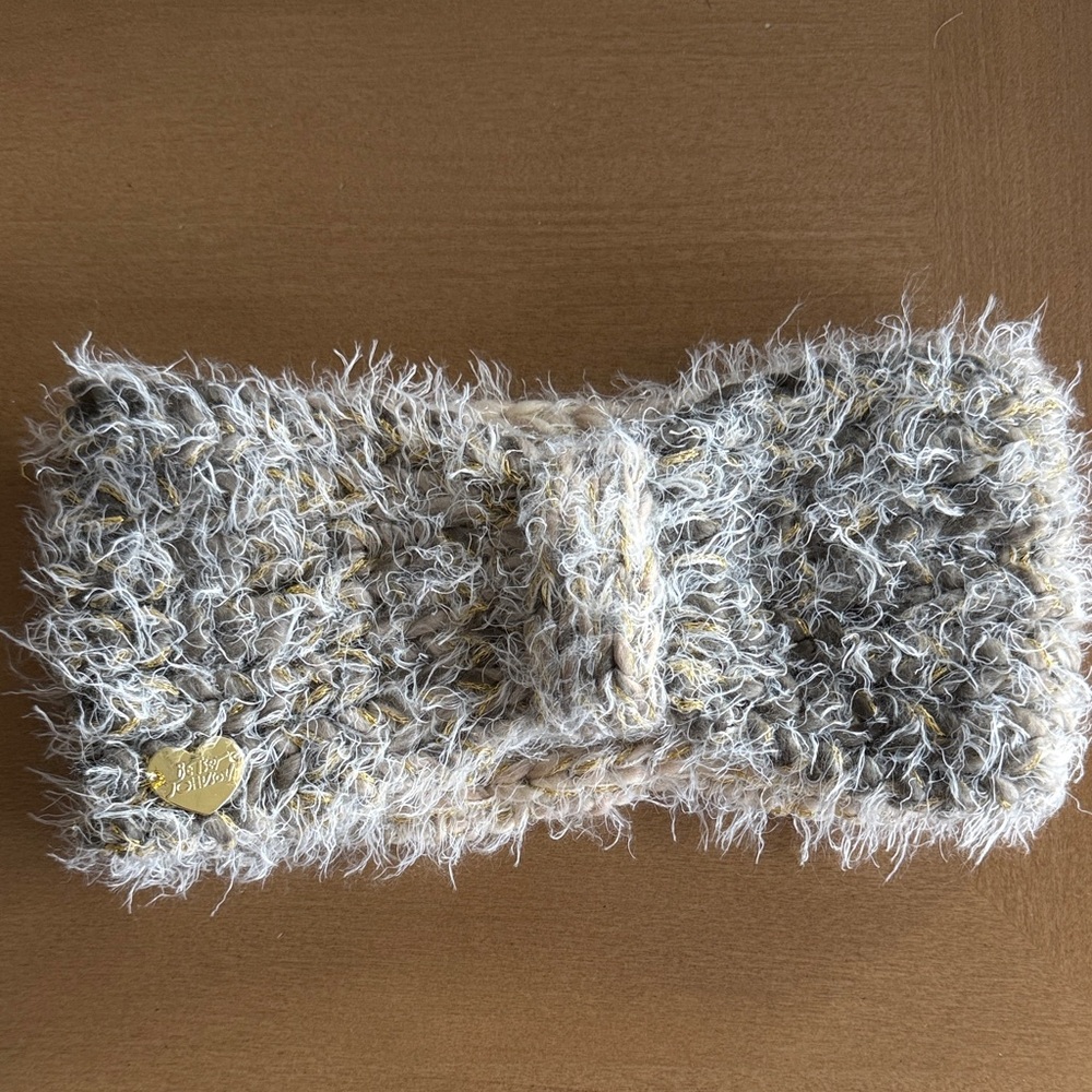 Betsey Johnson Fuzzy Headband in Gray and Cream